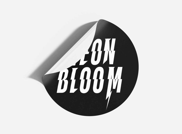 Neon Bloom Circle Logo Sticker – Black