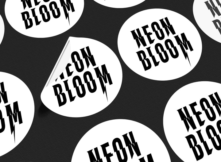 Neon Bloom Circle Logo Sticker – White
