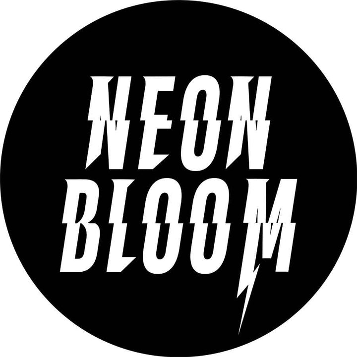 Neon Bloom Circle Logo Sticker – Black