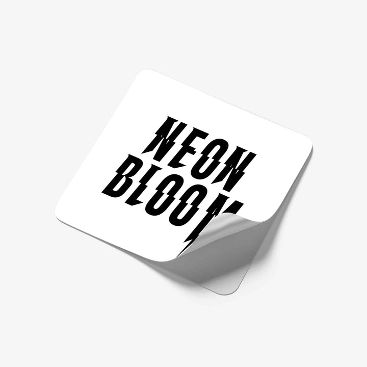 Neon Bloom Square Logo Sticker - White