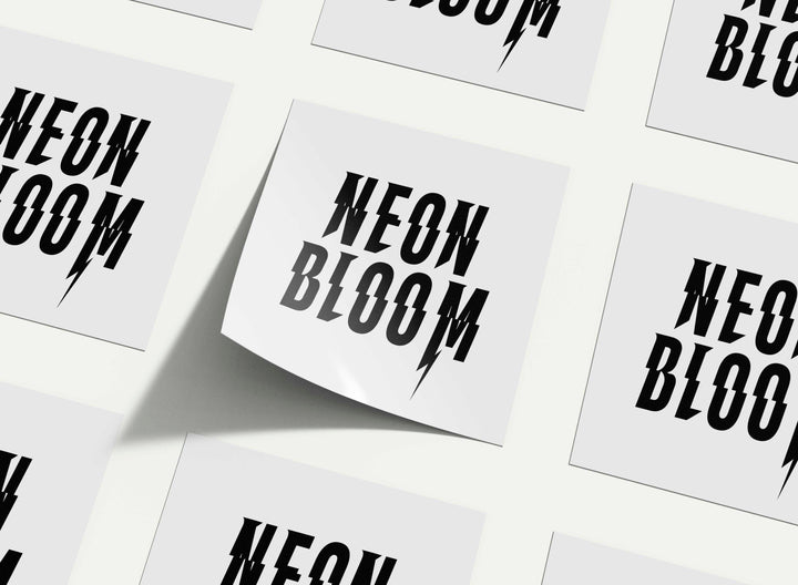 Neon Bloom Square Logo Sticker - White