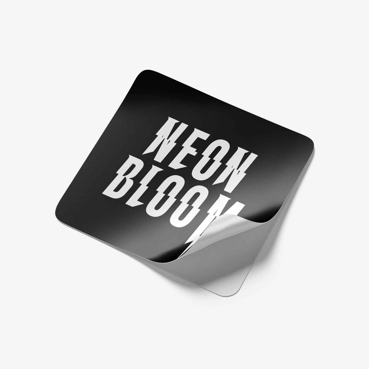 Neon Bloom Square Logo Sticker - Black