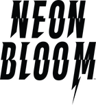 Black 'Neon Bloom' logo with lightning bolt on a white background