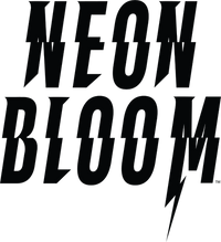 Black 'Neon Bloom' logo with lightning bolt on a white background