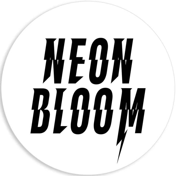 Neon Bloom Circle Logo Sticker – White