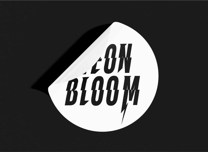 Neon Bloom Circle Logo Sticker – White